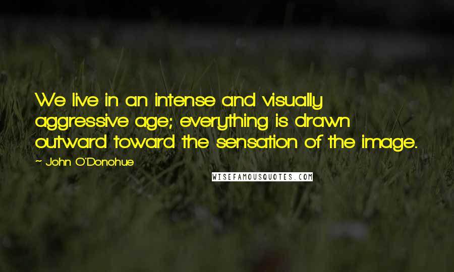 John O'Donohue quotes: We live in an intense and visually aggressive age; everything is drawn outward toward the sensation of the image.