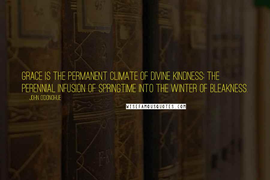 John O'Donohue quotes: Grace is the permanent climate of divine kindness; the perennial infusion of springtime into the winter of bleakness.