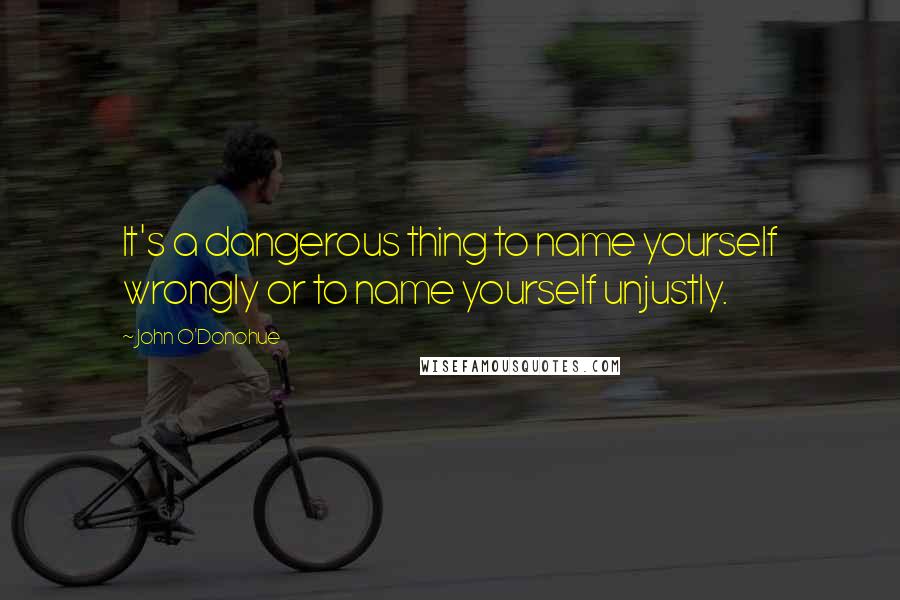 John O'Donohue quotes: It's a dangerous thing to name yourself wrongly or to name yourself unjustly.