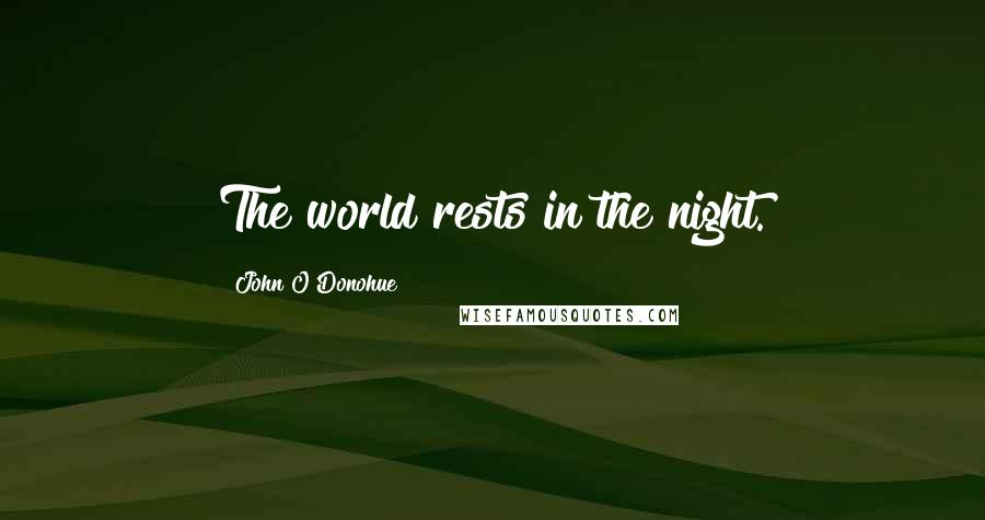 John O'Donohue quotes: The world rests in the night.