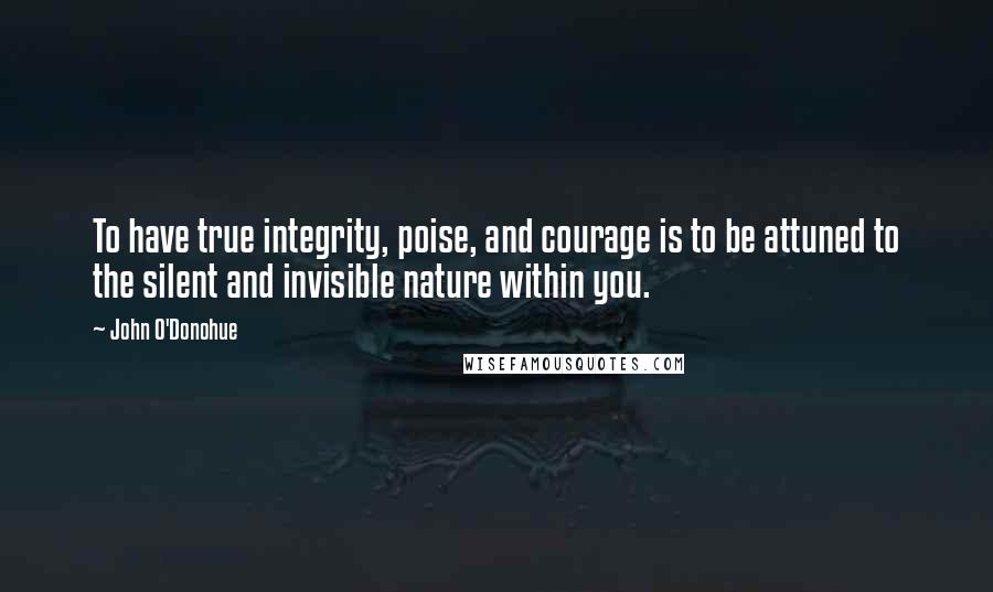 John O'Donohue quotes: To have true integrity, poise, and courage is to be attuned to the silent and invisible nature within you.