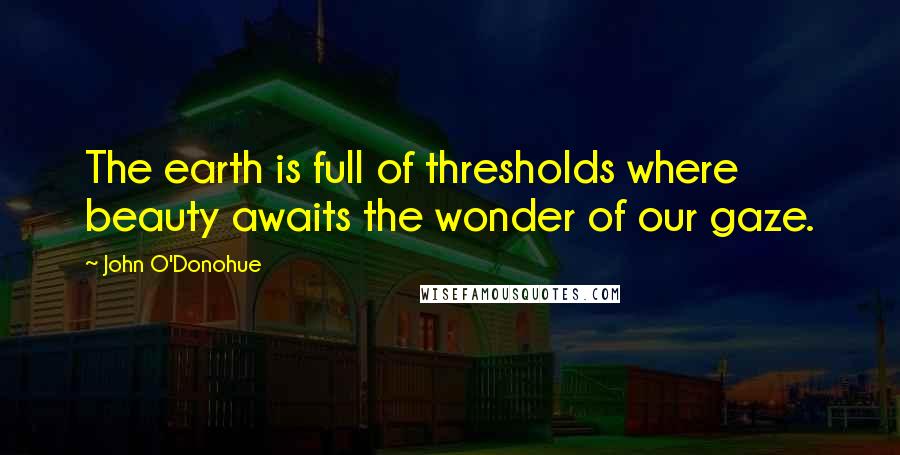 John O'Donohue quotes: The earth is full of thresholds where beauty awaits the wonder of our gaze.