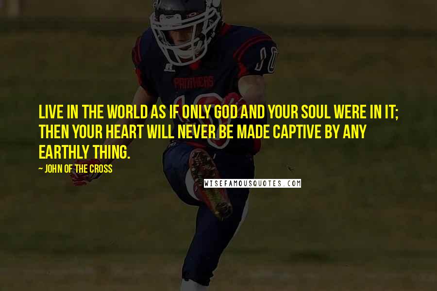 John Of The Cross quotes: Live in the world as if only God and your soul were in it; then your heart will never be made captive by any earthly thing.