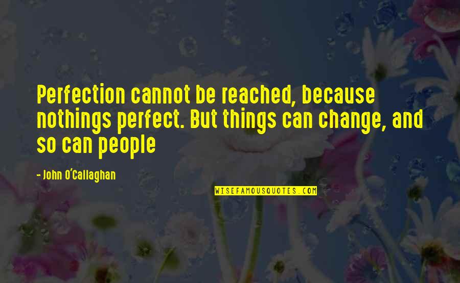 John O'hara Quotes By John O'Callaghan: Perfection cannot be reached, because nothings perfect. But