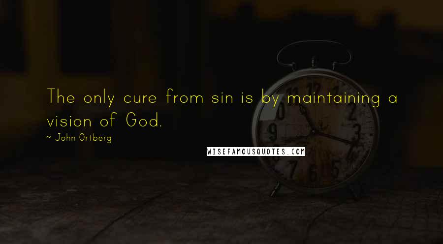 John Ortberg quotes: The only cure from sin is by maintaining a vision of God.