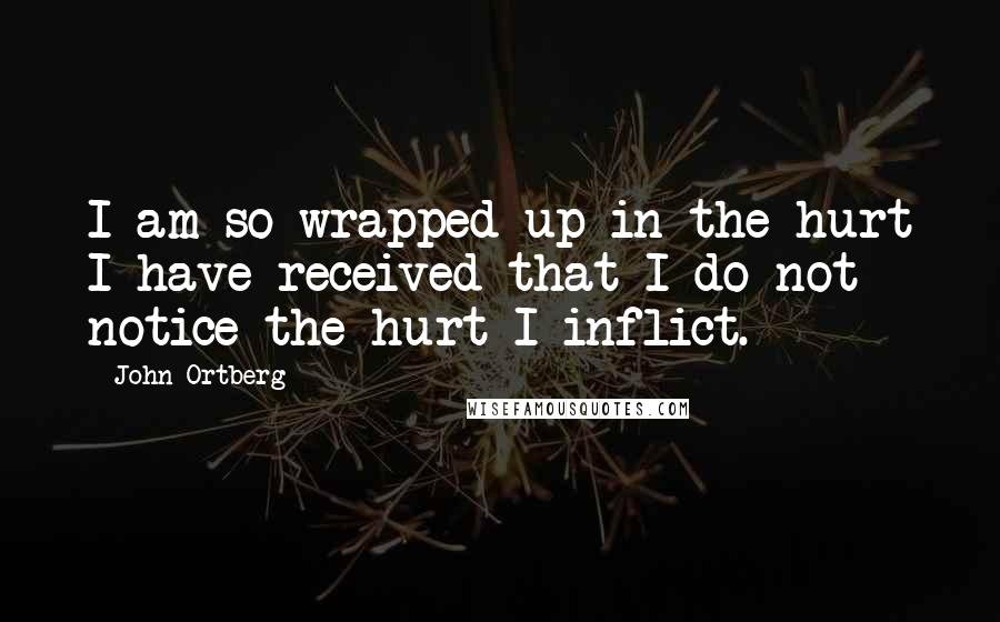 John Ortberg quotes: I am so wrapped up in the hurt I have received that I do not notice the hurt I inflict.