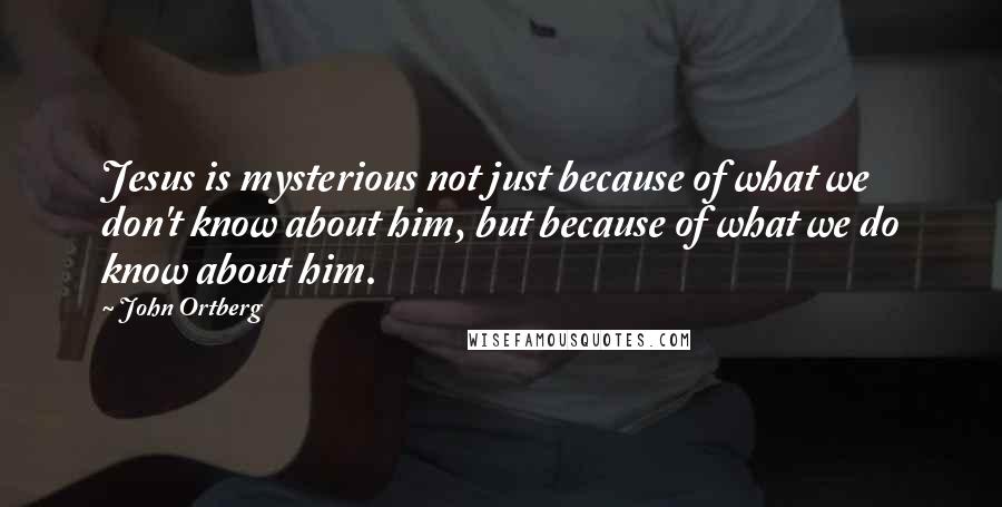 John Ortberg quotes: Jesus is mysterious not just because of what we don't know about him, but because of what we do know about him.