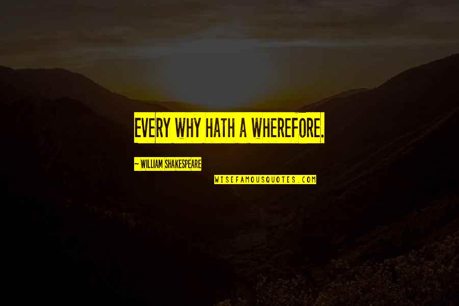 John P Morgan Quotes By William Shakespeare: Every why hath a wherefore. John P Morgan Quotes By William Shakespeare: Every why hath a wherefore.