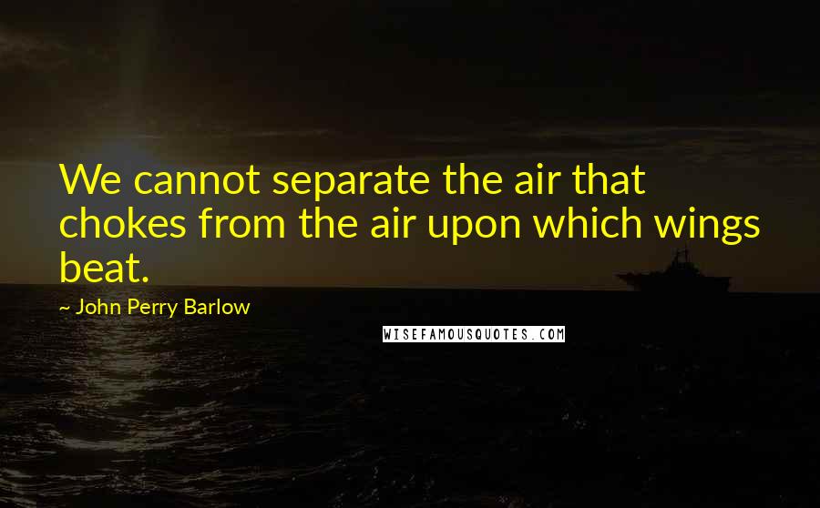 John Perry Barlow quotes: We cannot separate the air that chokes from the air upon which wings beat.