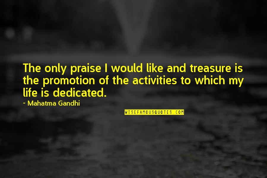 John Pridmore Quotes By Mahatma Gandhi: The only praise I would like and treasure