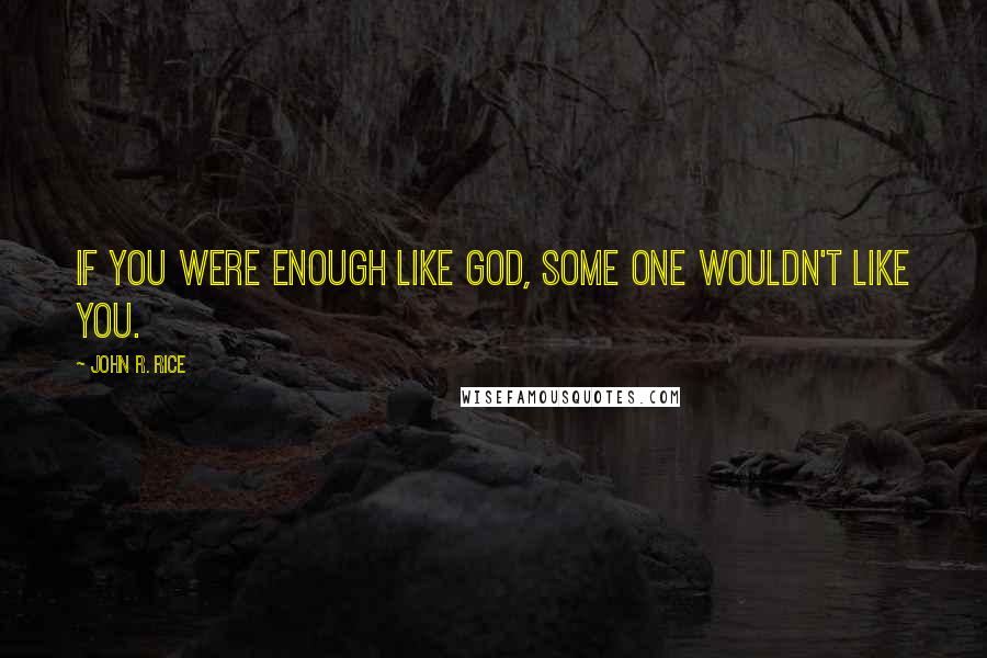 John R. Rice quotes: If you were enough like God, some one wouldn't like you.