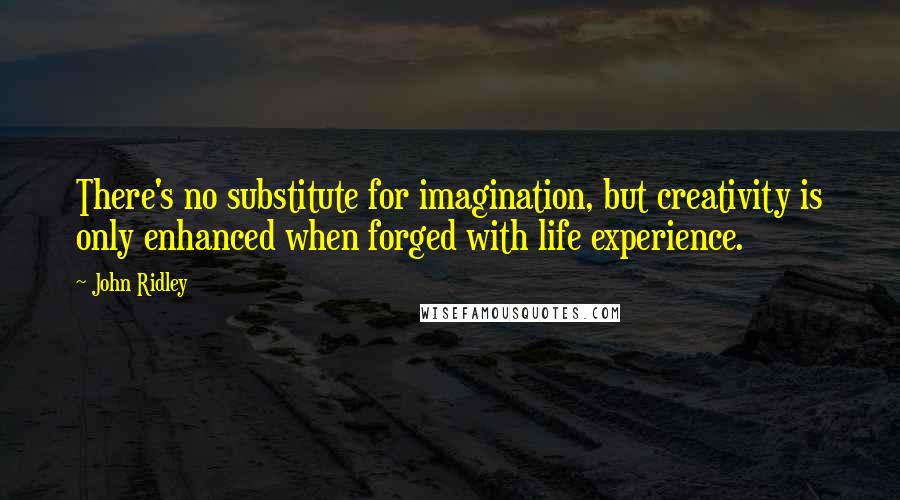 John Ridley quotes: There's no substitute for imagination, but creativity is only enhanced when forged with life experience. John Ridley quotes: There's no substitute for imagination, but creativity is only enhanced when forged with life experience.