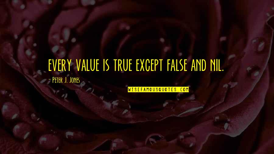 John Robert Lewis Quotes By Peter J. Jones: every value is true except false and nil. John Robert Lewis Quotes By Peter J. Jones: every value is true except false and nil.