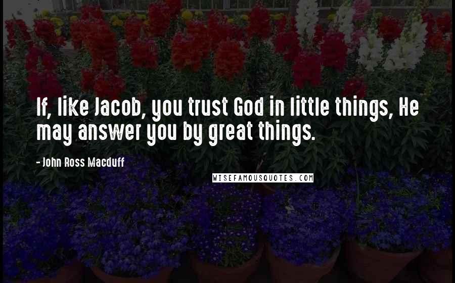 John Ross Macduff quotes: If, like Jacob, you trust God in little things, He may answer you by great things.