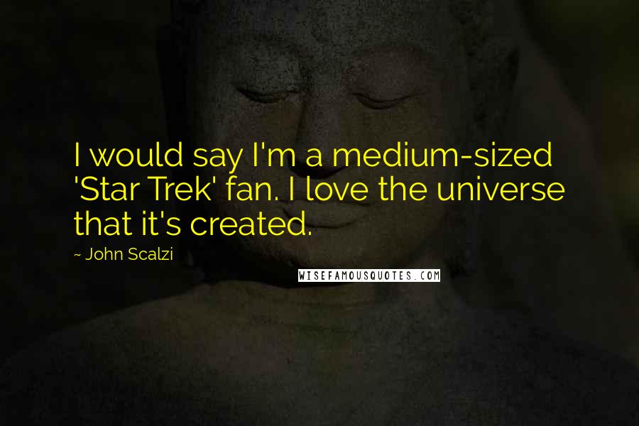 John Scalzi quotes: I would say I'm a medium-sized 'Star Trek' fan. I love the universe that it's created.