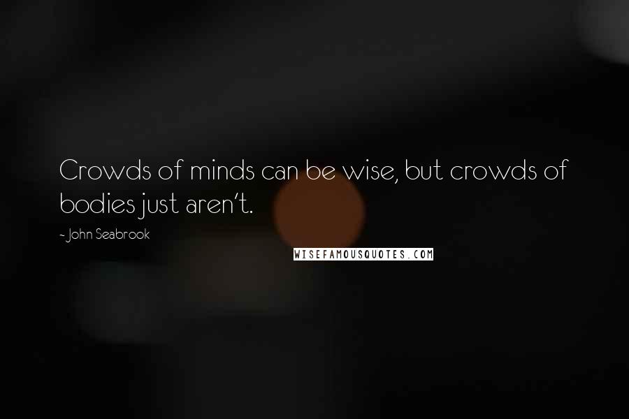 John Seabrook quotes: Crowds of minds can be wise, but crowds of bodies just aren't.