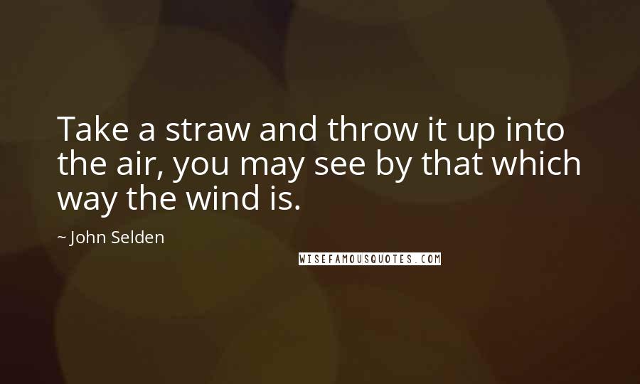 John Selden quotes: Take a straw and throw it up into the air, you may see by that which way the wind is.