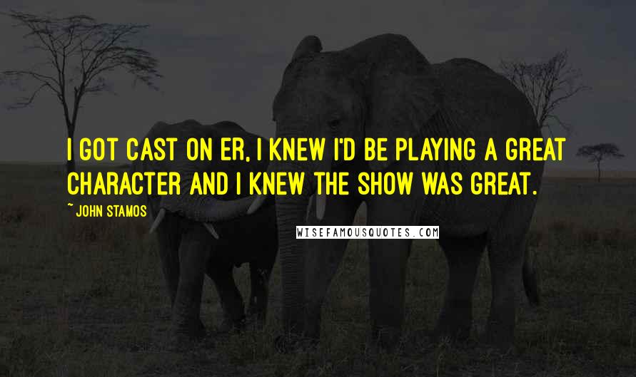 John Stamos quotes: I got cast on ER, I knew I'd be playing a great character and I knew the show was great.