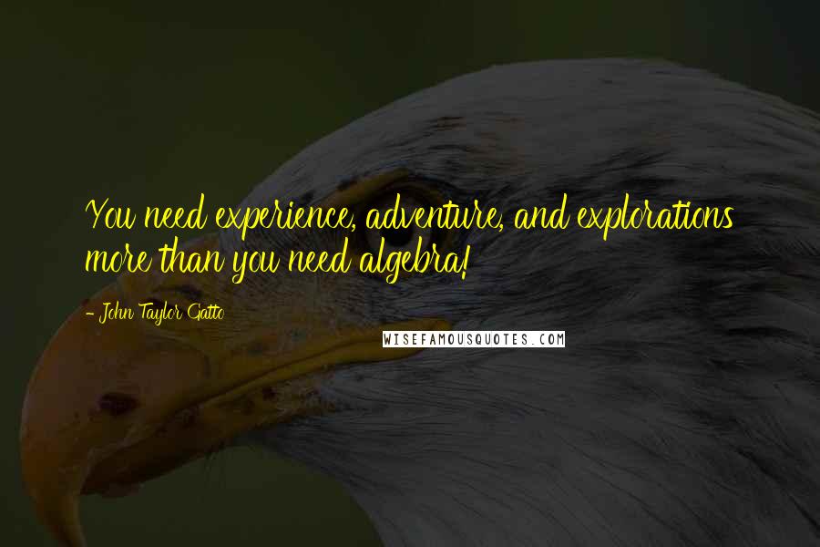 John Taylor Gatto quotes: You need experience, adventure, and explorations more than you need algebra!