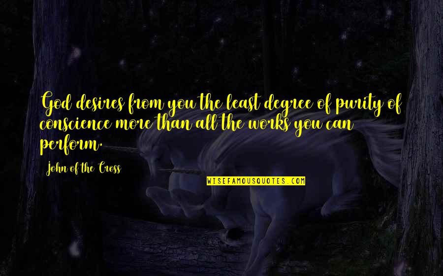 John The Cross Quotes By John Of The Cross: God desires from you the least degree of John The Cross Quotes By John Of The Cross: God desires from you the least degree of