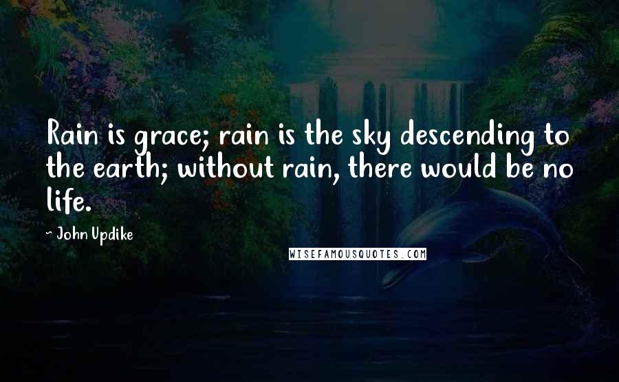 John Updike quotes: Rain is grace; rain is the sky descending to the earth; without rain, there would be no life.