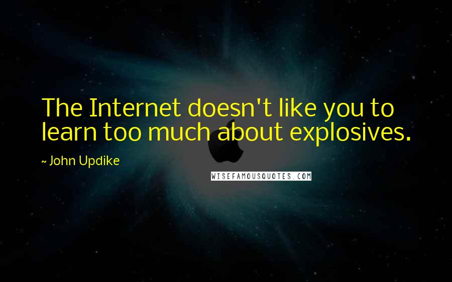 John Updike quotes: The Internet doesn't like you to learn too much about explosives.