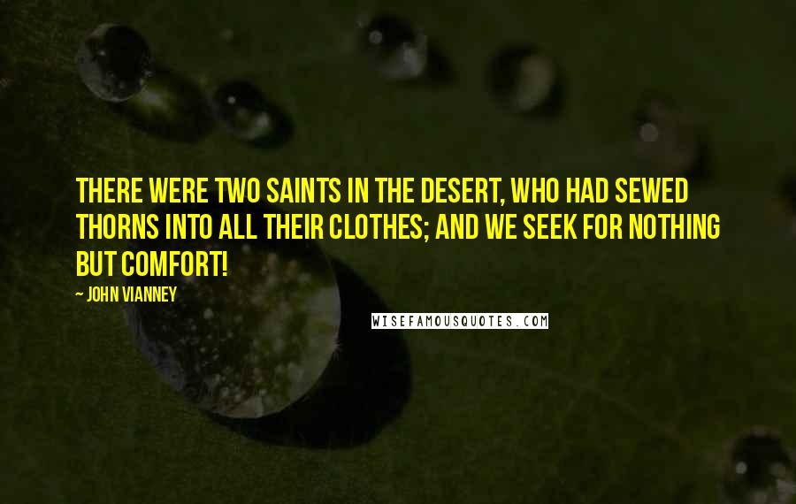 John Vianney quotes: There were two saints in the desert, who had sewed thorns into all their clothes; and we seek for nothing but comfort!