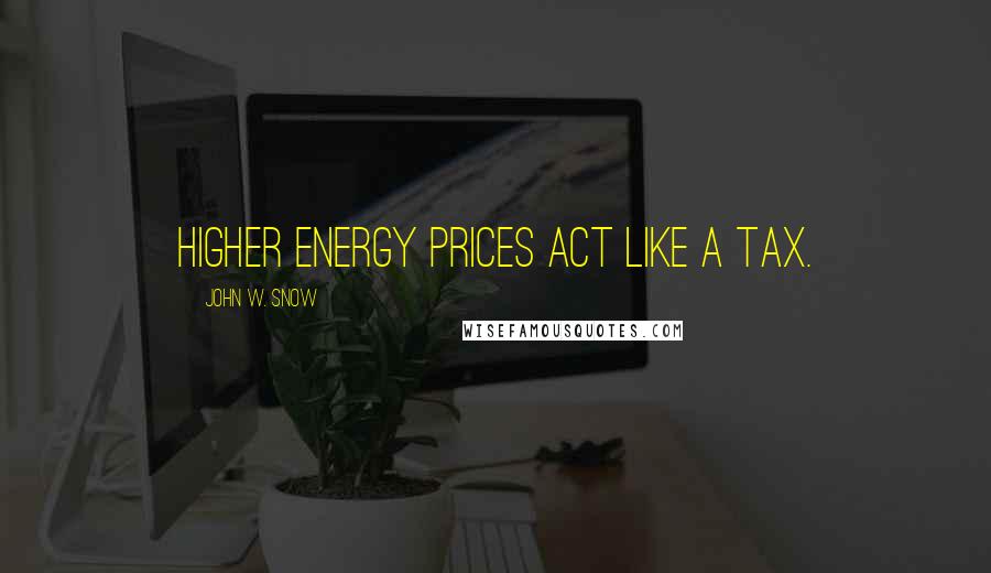 John W. Snow quotes: Higher energy prices act like a tax.