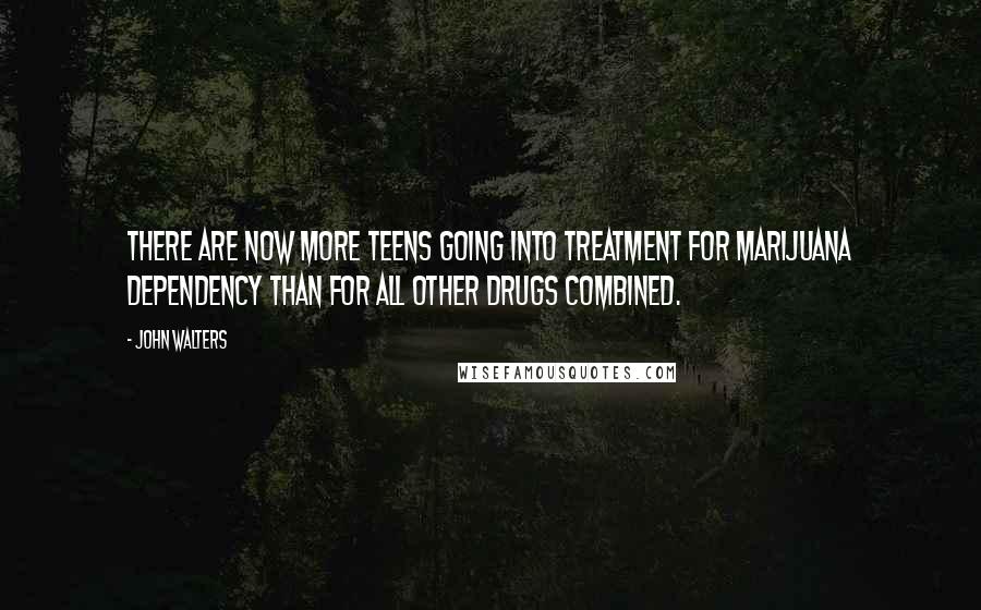 John Walters quotes: There are now more teens going into treatment for marijuana dependency than for all other drugs combined. John Walters quotes: There are now more teens going into treatment for marijuana dependency than for all other drugs combined.