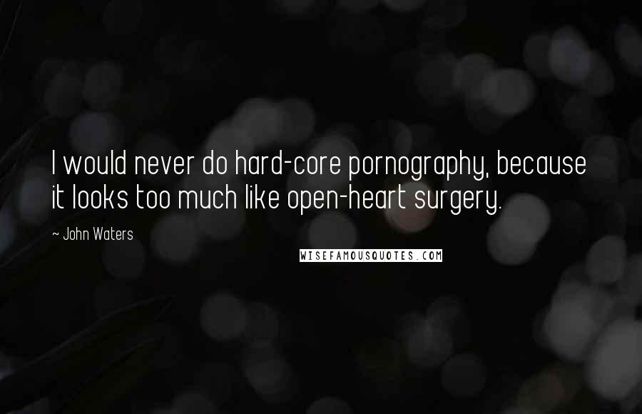 John Waters quotes: I would never do hard-core pornography, because it looks too much like open-heart surgery.