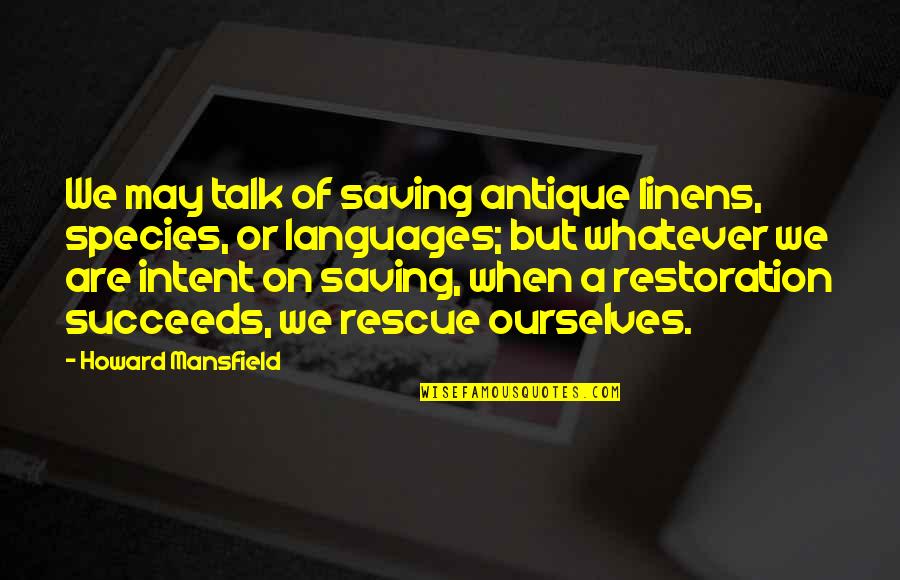 John Wayne Sgt Stryker Quotes By Howard Mansfield: We may talk of saving antique linens, species,