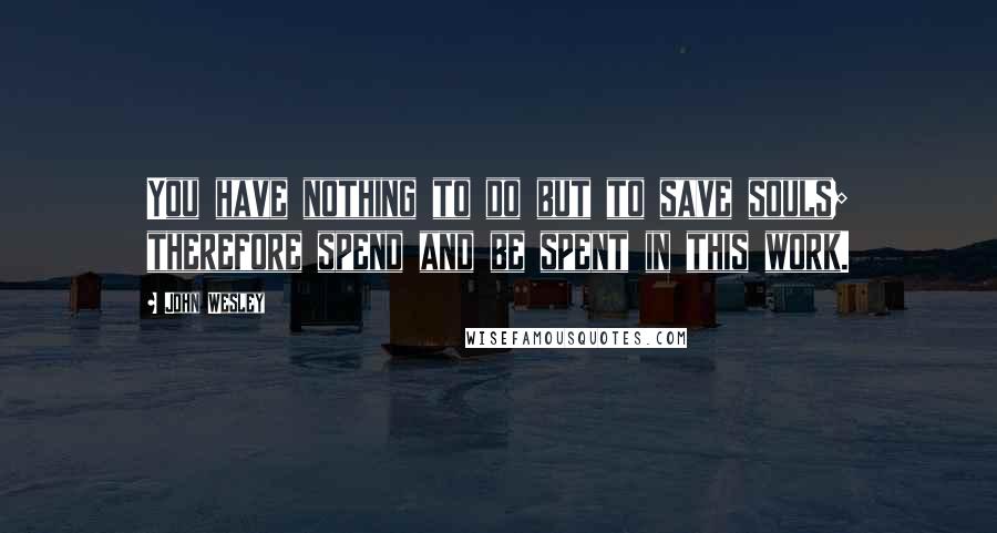 John Wesley quotes: You have nothing to do but to save souls; therefore spend and be spent in this work.