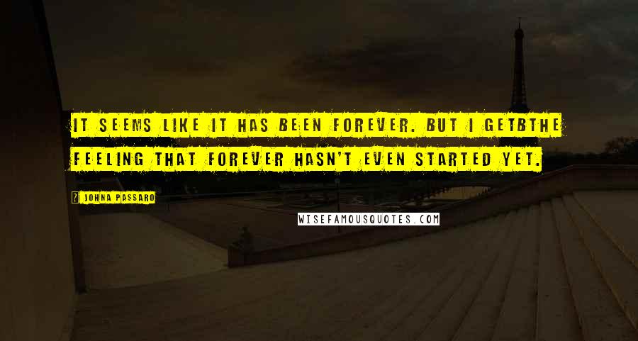 JohnA Passaro quotes: It seems like it has been forever. But i getbthe feeling that forever hasn't even started yet.