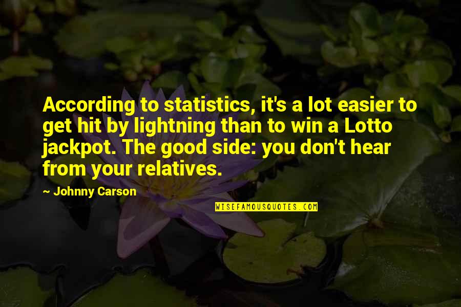 Johnny B Good Quotes By Johnny Carson: According to statistics, it's a lot easier to