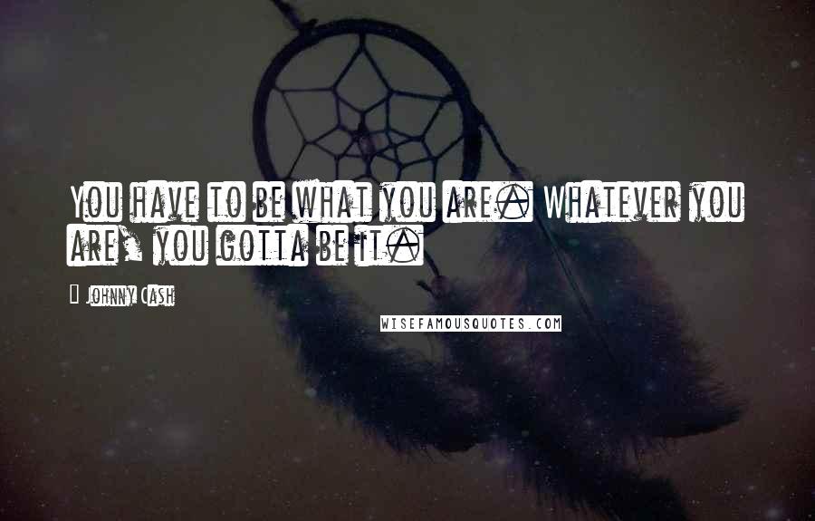 Johnny Cash quotes: You have to be what you are. Whatever you are, you gotta be it.