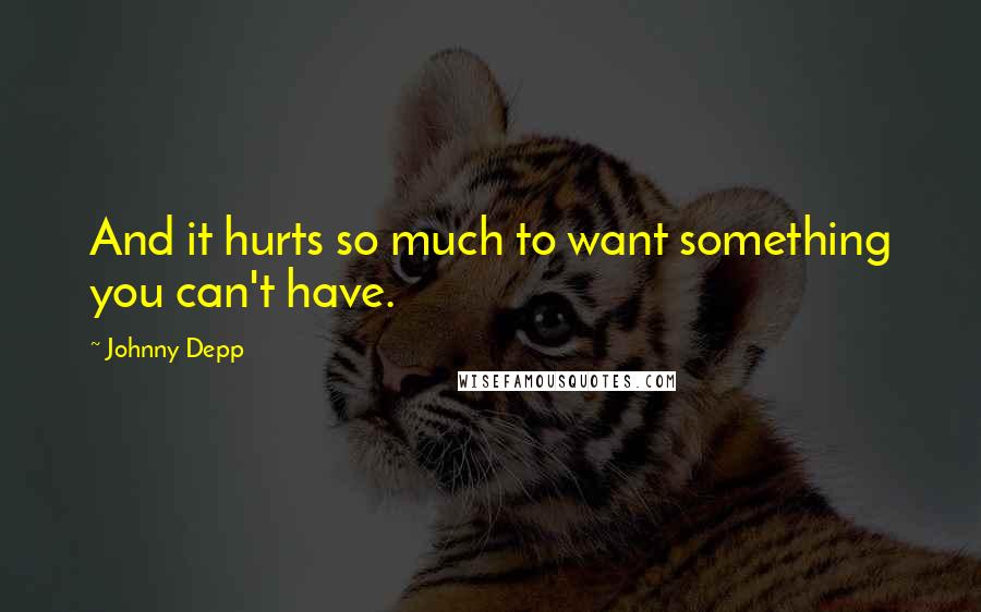 Johnny Depp quotes: And it hurts so much to want something you can't have.