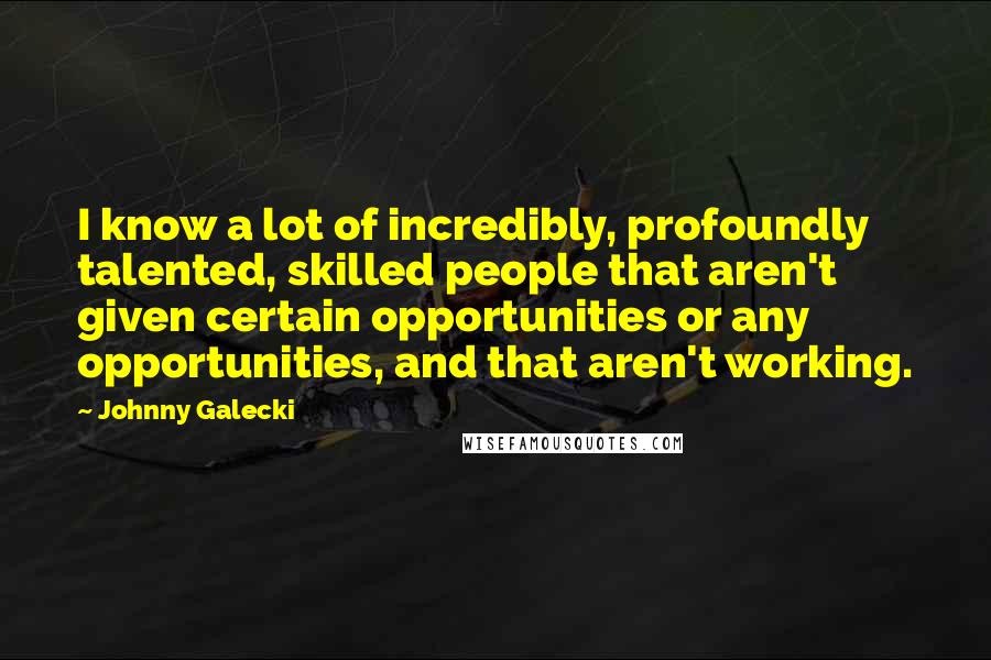 Johnny Galecki quotes: I know a lot of incredibly, profoundly talented, skilled people that aren't given certain opportunities or any opportunities, and that aren't working.