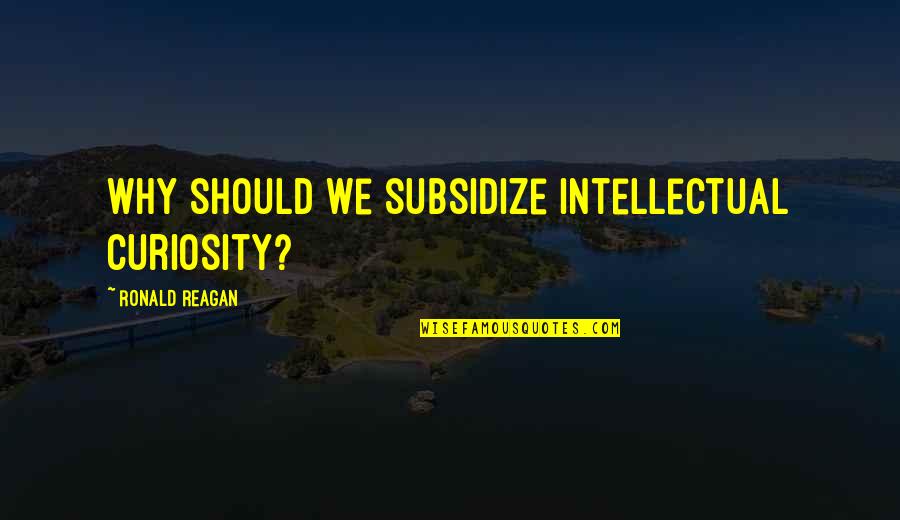 Johnse Hatfield Quotes By Ronald Reagan: Why should we subsidize intellectual curiosity? Johnse Hatfield Quotes By Ronald Reagan: Why should we subsidize intellectual curiosity?
