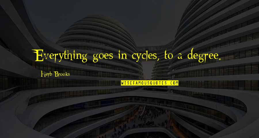 Joh's Quotes By Herb Brooks: Everything goes in cycles, to a degree.