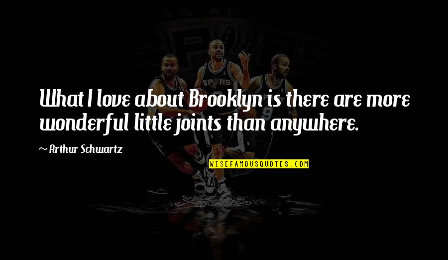 Joints Quotes By Arthur Schwartz: What I love about Brooklyn is there are