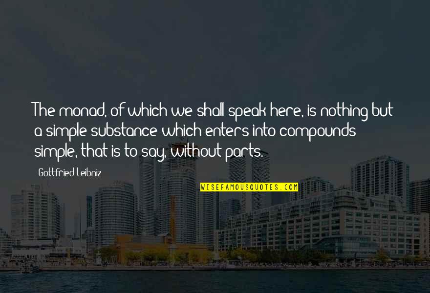 Joist Hanger Quotes By Gottfried Leibniz: The monad, of which we shall speak here,