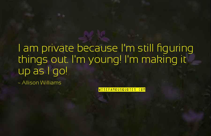 Jojie Avengers Quotes By Allison Williams: I am private because I'm still figuring things