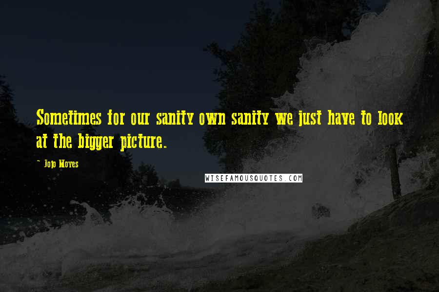 Jojo Moyes quotes: Sometimes for our sanity own sanity we just have to look at the bigger picture.