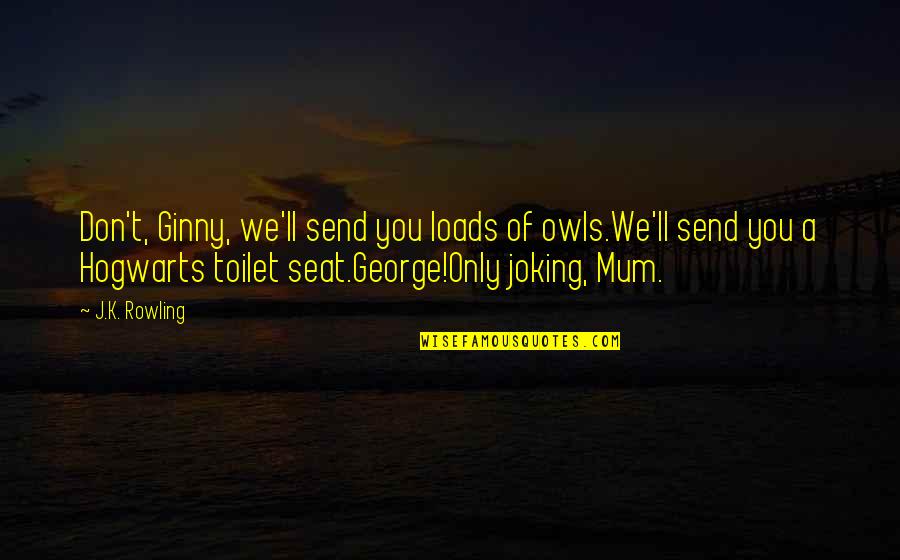 Joking Too Much Quotes By J.K. Rowling: Don't, Ginny, we'll send you loads of owls.We'll