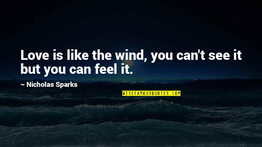 Joley Quotes By Nicholas Sparks: Love is like the wind, you can't see