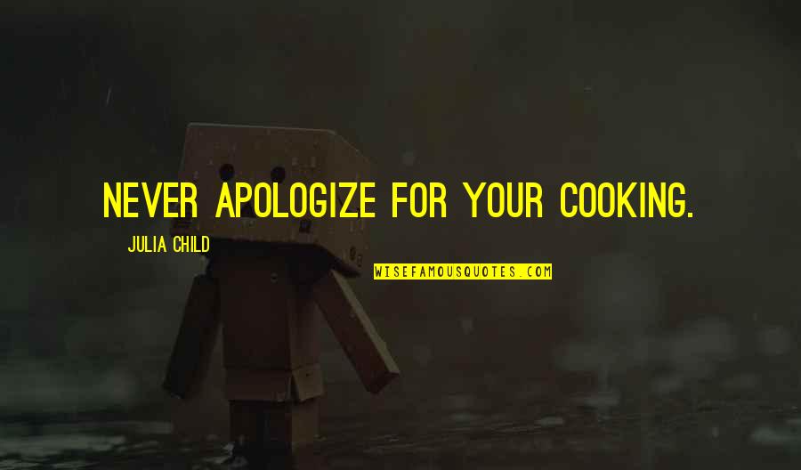 Jolted Antonym Quotes By Julia Child: Never apologize for your cooking.