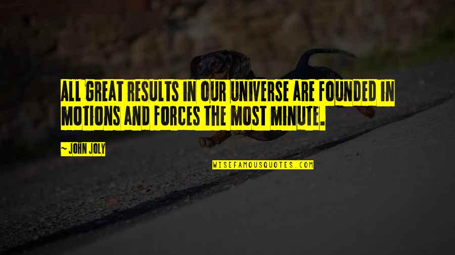 Joly Quotes By John Joly: All great results in our universe are founded