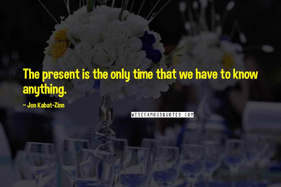 Jon Kabat-Zinn quotes: The present is the only time that we have to know anything.