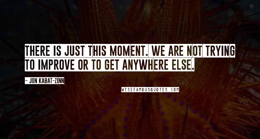 Jon Kabat-Zinn quotes: There is just this moment. We are not trying to improve or to get anywhere else.