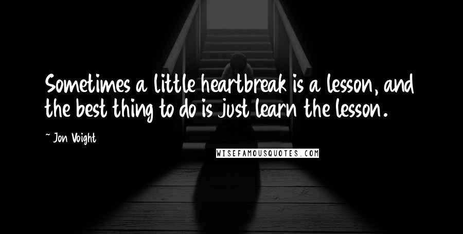 Jon Voight quotes: Sometimes a little heartbreak is a lesson, and the best thing to do is just learn the lesson.